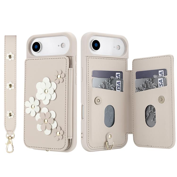 Crossbody Flower Pattern Leather Phone Case, For iPhone 16e, For iPhone 15 Pro Max, For iPhone 15 Pro, For iPhone 15 Plus / 14 Plus