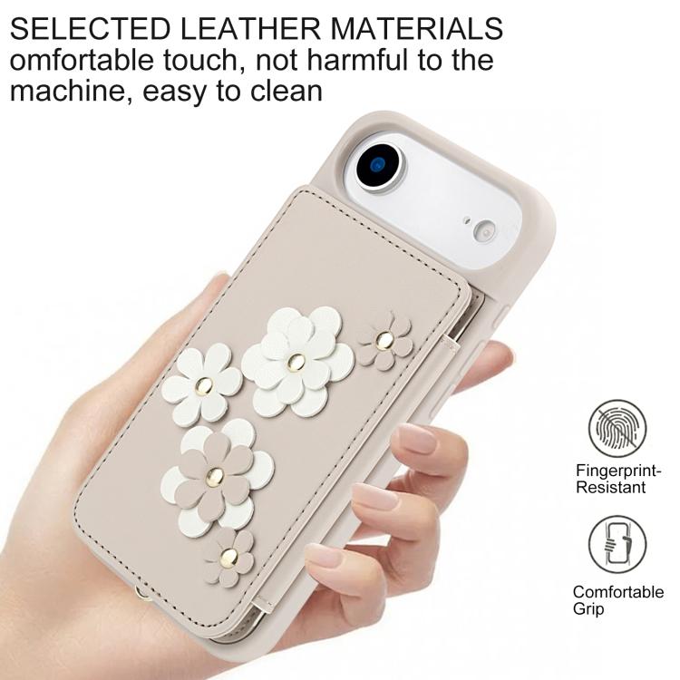 Crossbody Flower Pattern Leather Phone Case, For iPhone 16e, For iPhone 15 Pro Max, For iPhone 15 Pro, For iPhone 15 Plus / 14 Plus