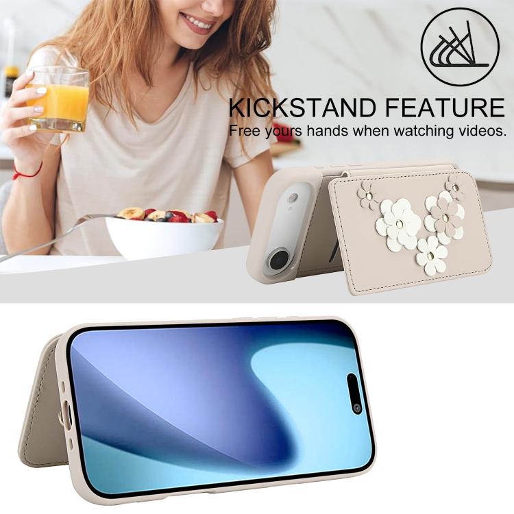 Crossbody Flower Pattern Leather Phone Case, For iPhone 16e, For iPhone 15 Pro Max, For iPhone 15 Pro, For iPhone 15 Plus / 14 Plus
