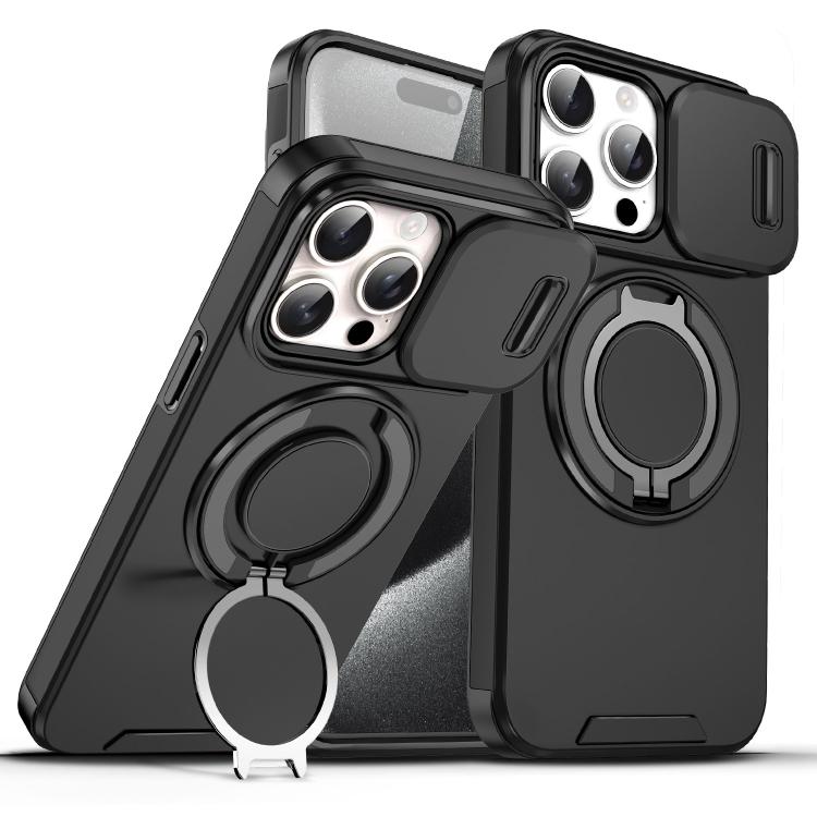 Sliding Camshield Ring Holder Phone Case, For iPhone 16, For iPhone 15 Pro Max, For iPhone 15 Pro, For iPhone 15 Plus