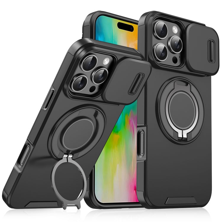 Sliding Camshield Ring Holder Phone Case, For iPhone 16e, For iPhone 16 Pro Max, For iPhone 16 Pro, For iPhone 16 Plus