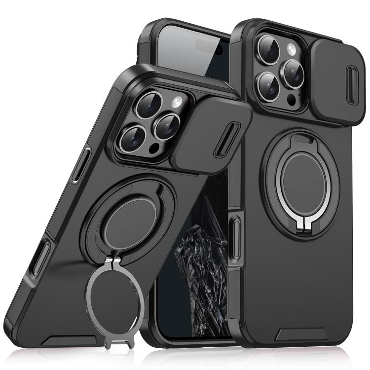 Sliding Camshield Ring Holder Phone Case, For iPhone 16e, For iPhone 16 Pro Max, For iPhone 16 Pro, For iPhone 16 Plus