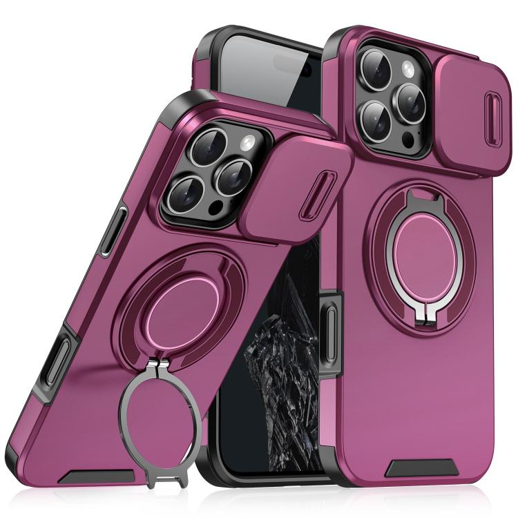 Sliding Camshield Ring Holder Phone Case, For iPhone 16e, For iPhone 16 Pro Max, For iPhone 16 Pro, For iPhone 16 Plus