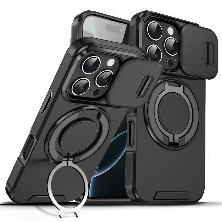 Sliding Camshield Ring Holder Phone Case, For iPhone 16e, For iPhone 16 Pro Max, For iPhone 16 Pro, For iPhone 16 Plus