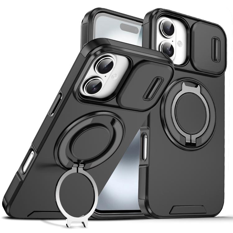 Sliding Camshield Ring Holder Phone Case, For iPhone 16, For iPhone 15 Pro Max, For iPhone 15 Pro, For iPhone 15 Plus