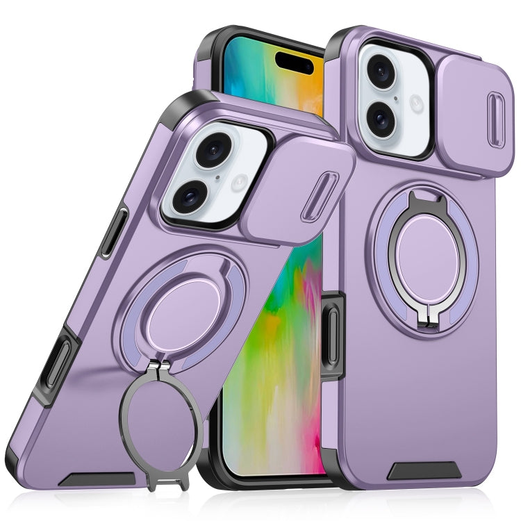 Sliding Camshield Ring Holder Phone Case, For iPhone 16e, For iPhone 16 Pro Max, For iPhone 16 Pro, For iPhone 16 Plus