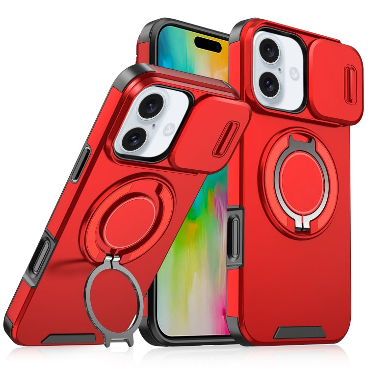 Sliding Camshield Ring Holder Phone Case, For iPhone 16e, For iPhone 16 Pro Max, For iPhone 16 Pro, For iPhone 16 Plus