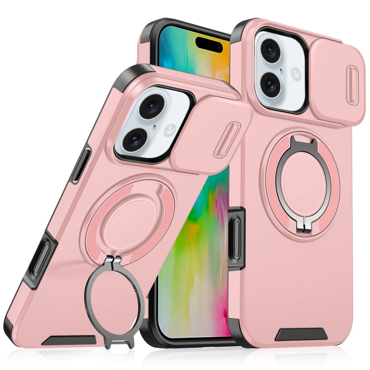 Sliding Camshield Ring Holder Phone Case, For iPhone 16e, For iPhone 16 Pro Max, For iPhone 16 Pro, For iPhone 16 Plus