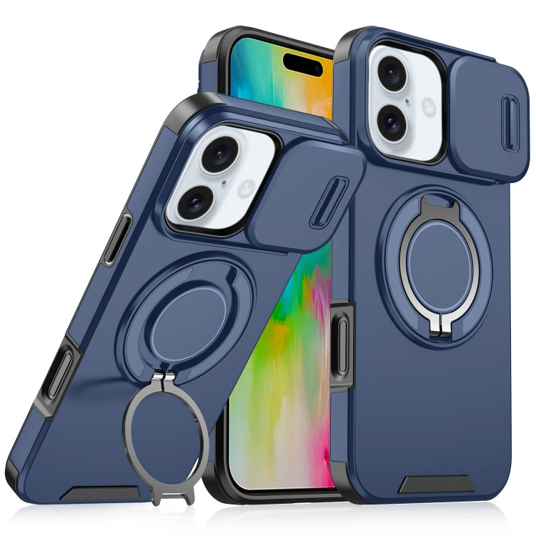 Sliding Camshield Ring Holder Phone Case, For iPhone 16e, For iPhone 16 Pro Max, For iPhone 16 Pro, For iPhone 16 Plus