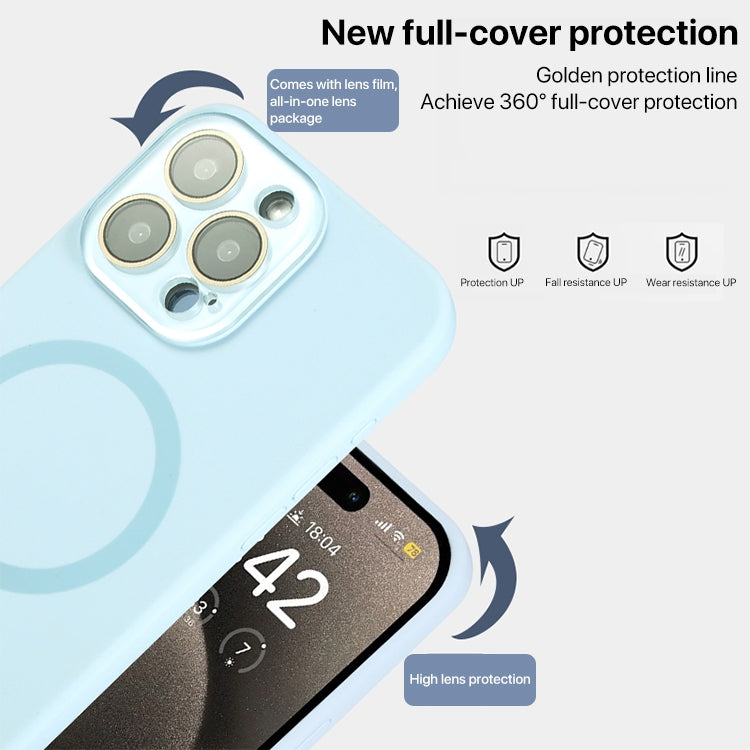 Liquid Silicone MagSafe Full Coverage Phone Case with Lens Film, For iPhone 15 Pro, For iPhone 15 Plus, For iPhone 15, For iPhone 14