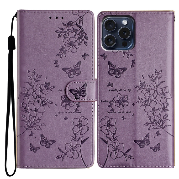 Butterflies and Flowers Leather Phone Case, For iPhone 16, For iPhone 15 Pro Max, For iPhone 15 Pro, For iPhone 15 Plus