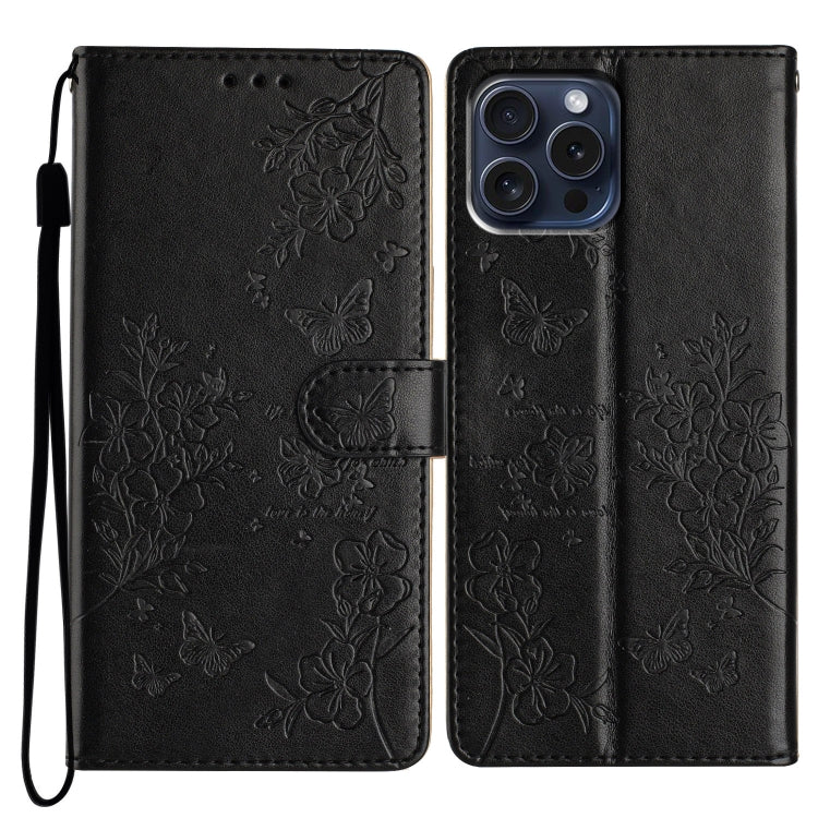 Butterflies and Flowers Leather Phone Case, For iPhone 15, For iPhone 14 Plus, For iPhone 14, For iPhone 14 Pro