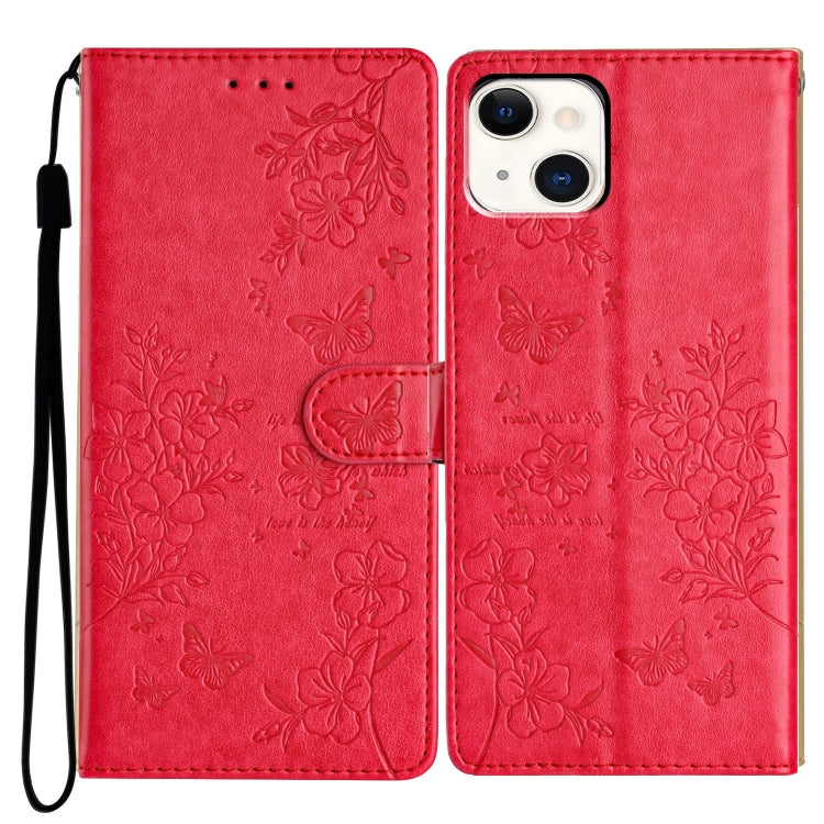 Butterflies and Flowers Leather Phone Case, For iPhone 15, For iPhone 14 Plus, For iPhone 14, For iPhone 14 Pro