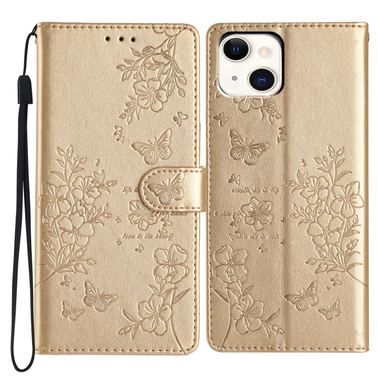 Butterflies and Flowers Leather Phone Case, For iPhone 15, For iPhone 14 Plus, For iPhone 14, For iPhone 14 Pro