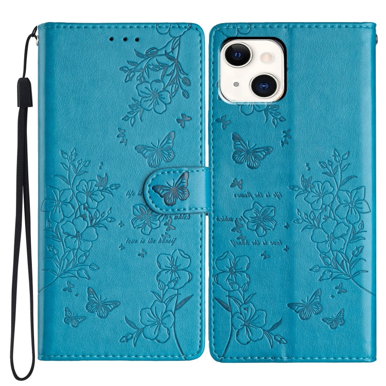 Butterflies and Flowers Leather Phone Case, For iPhone 15, For iPhone 14 Plus, For iPhone 14, For iPhone 14 Pro