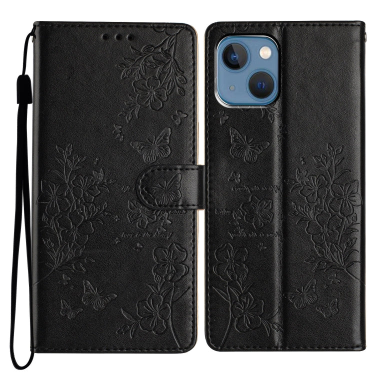 Butterflies and Flowers Leather Phone Case, For iPhone 15, For iPhone 14 Plus, For iPhone 14, For iPhone 14 Pro