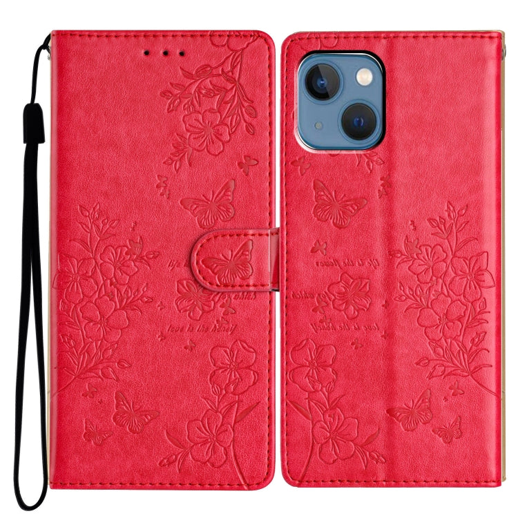 Butterflies and Flowers Leather Phone Case, For iPhone 15, For iPhone 14 Plus, For iPhone 14, For iPhone 14 Pro
