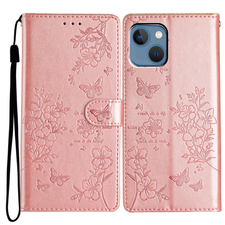 Butterflies and Flowers Leather Phone Case, For iPhone 14 Pro Max, For iPhone SE 2022 / SE 2020, For iPhone 13 Pro Max, For iPhone 13 Pro