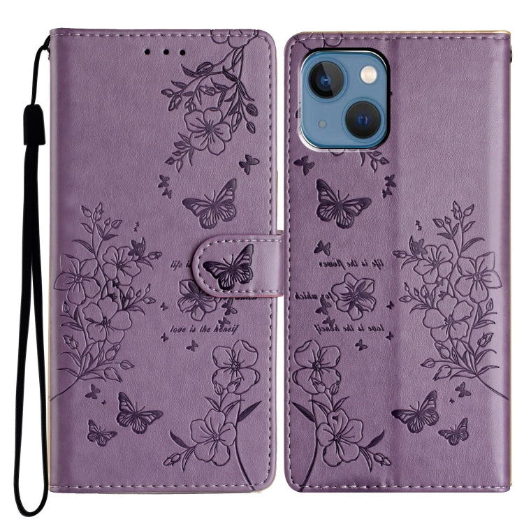 Butterflies and Flowers Leather Phone Case, For iPhone 14 Pro Max, For iPhone SE 2022 / SE 2020, For iPhone 13 Pro Max, For iPhone 13 Pro
