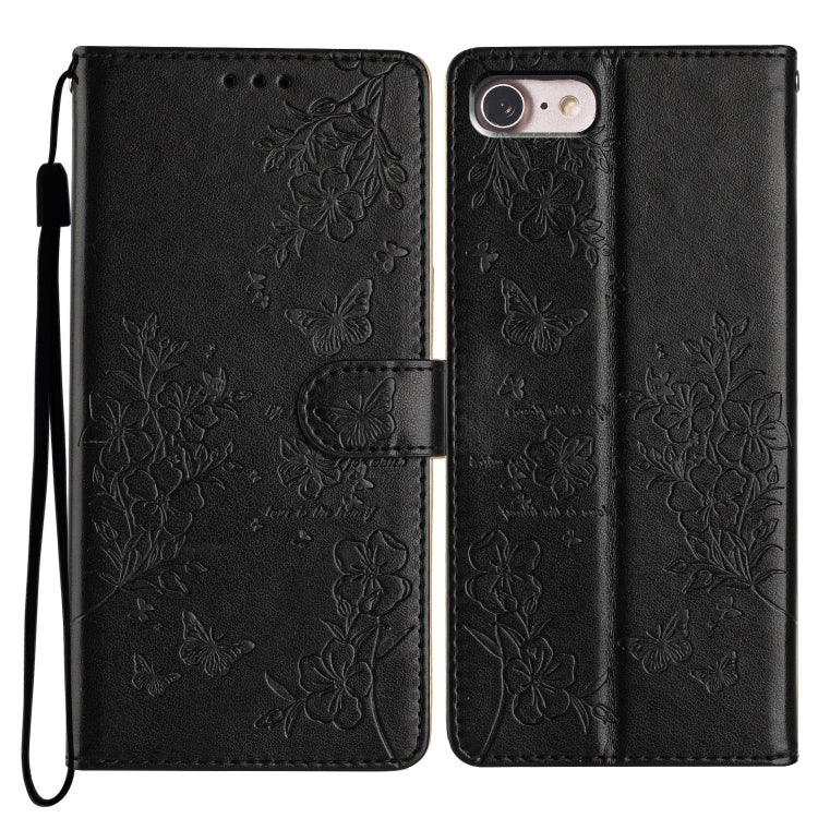 Butterflies and Flowers Leather Phone Case, For iPhone 14 Pro Max, For iPhone SE 2022 / SE 2020, For iPhone 13 Pro Max, For iPhone 13 Pro
