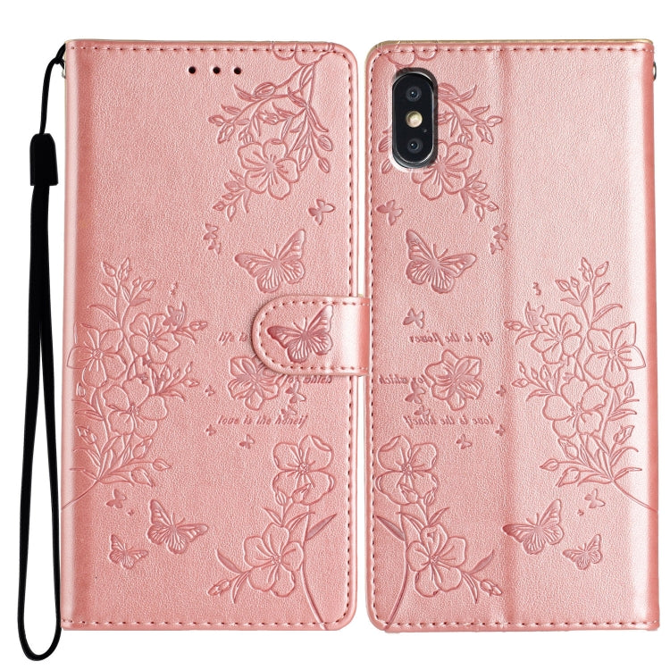 Butterflies and Flowers Leather Phone Case, For iPhone XS / X, For iPhone XR, For iPhone XS Max, For iPhone 8 Plus / 7 Plus