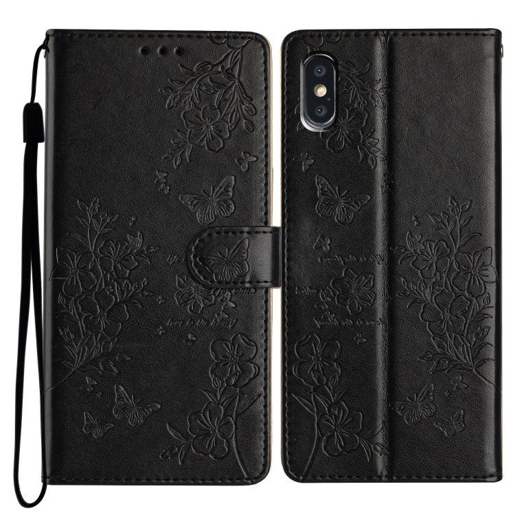 Butterflies and Flowers Leather Phone Case, For iPhone XS Max, For iPhone 8 Plus / 7 Plus