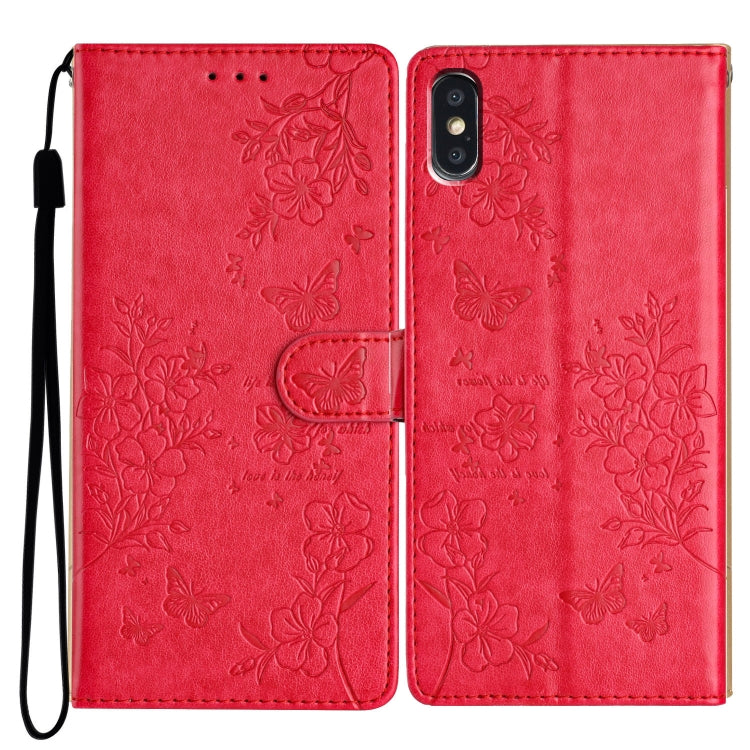 Butterflies and Flowers Leather Phone Case, For iPhone XS Max, For iPhone 8 Plus / 7 Plus