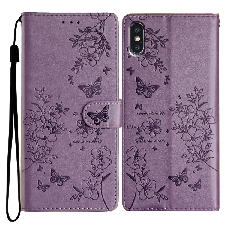 Butterflies and Flowers Leather Phone Case, For iPhone XS Max, For iPhone 8 Plus / 7 Plus
