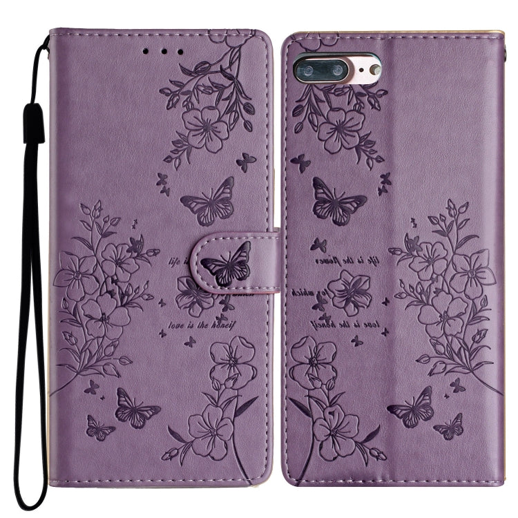 Butterflies and Flowers Leather Phone Case, For iPhone XS Max, For iPhone 8 Plus / 7 Plus