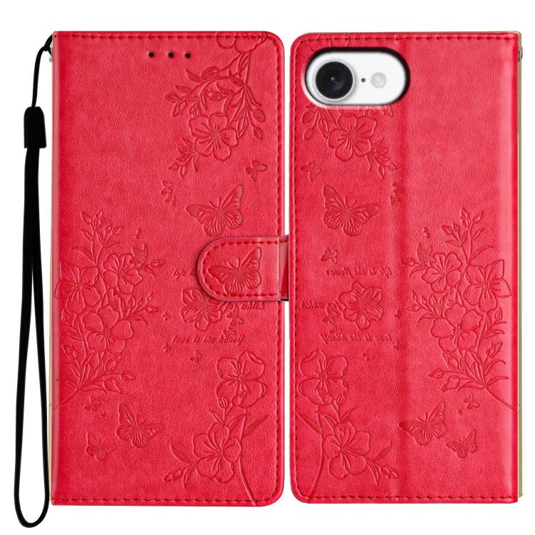 Butterflies and Flowers Leather Phone Case, For iPhone 16e, For iPhone 16 Pro Max, For iPhone 16 Pro, For iPhone 16 Plus