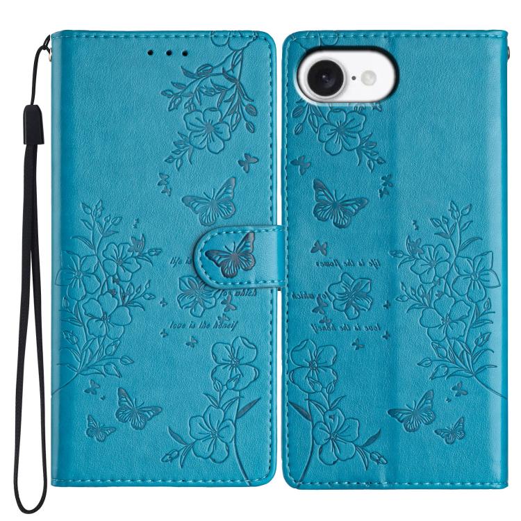 Butterflies and Flowers Leather Phone Case, For iPhone 16e, For iPhone 16 Pro Max, For iPhone 16 Pro, For iPhone 16 Plus