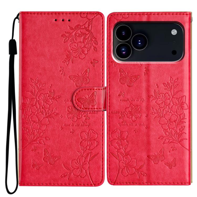 Butterflies and Flowers Leather Phone Case, For iPhone 16e, For iPhone 16 Pro Max, For iPhone 16 Pro, For iPhone 16 Plus