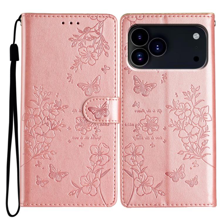 Butterflies and Flowers Leather Phone Case, For iPhone 16e, For iPhone 16 Pro Max, For iPhone 16 Pro, For iPhone 16 Plus