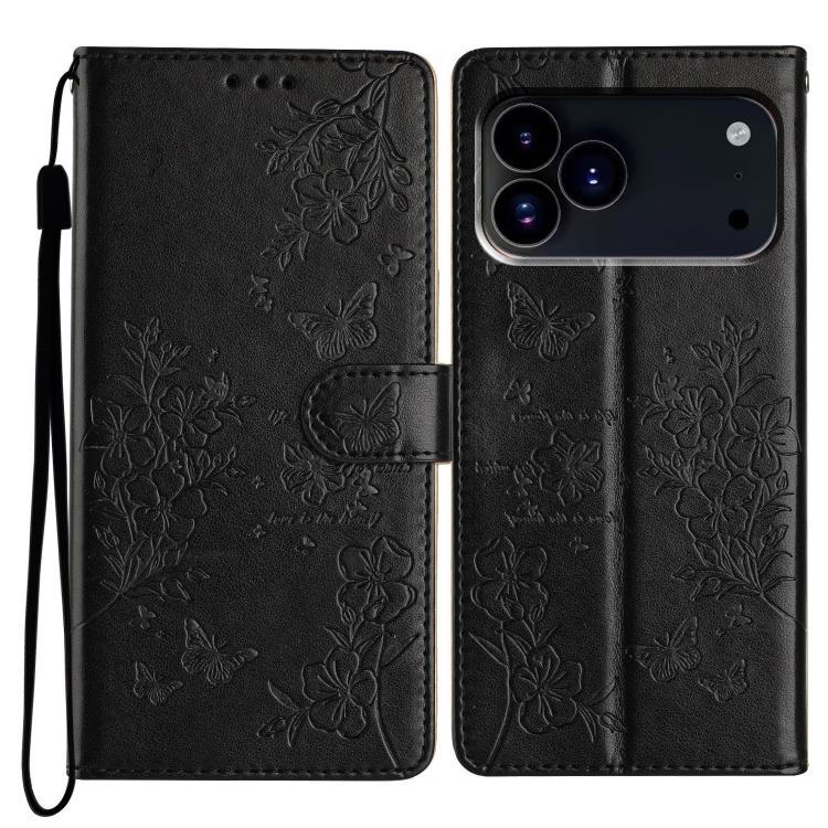 Butterflies and Flowers Leather Phone Case, For iPhone 16e, For iPhone 16 Pro Max, For iPhone 16 Pro, For iPhone 16 Plus