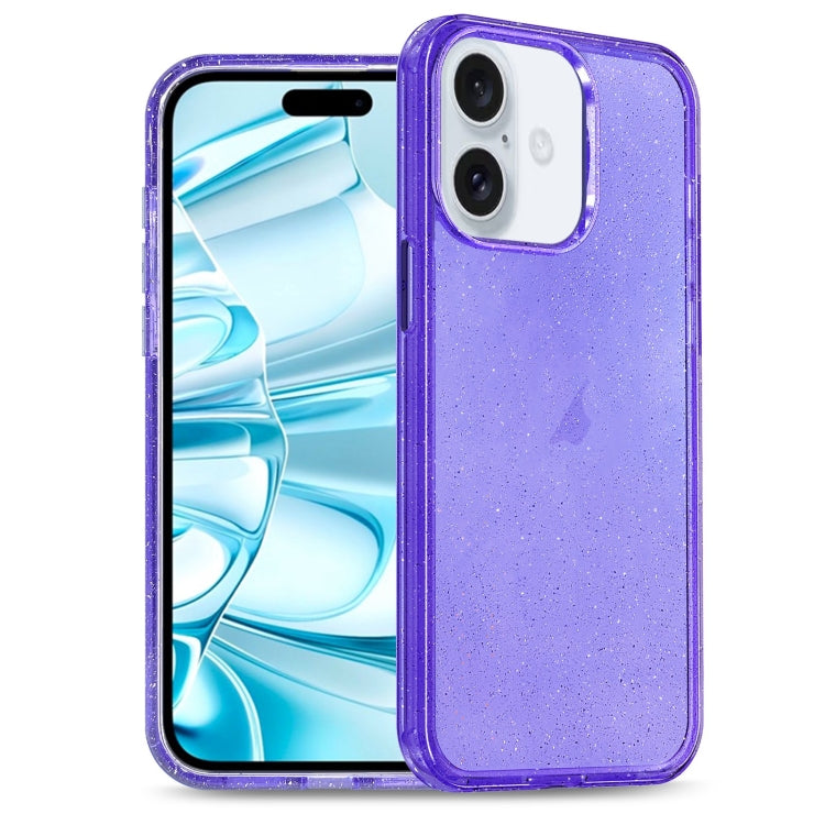 Glitter Powder TPU Hybrid PC Phone Case, For iPhone 16 Pro Max, For iPhone 16 Pro, For iPhone 16 Plus, For iPhone 16