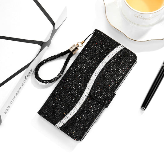 Glitter Powder Horizontal Flip Leather Case with Card Slots & Holder & Lanyard, For iPhone 12 / 12 Pro, For iPhone 12 Pro Max