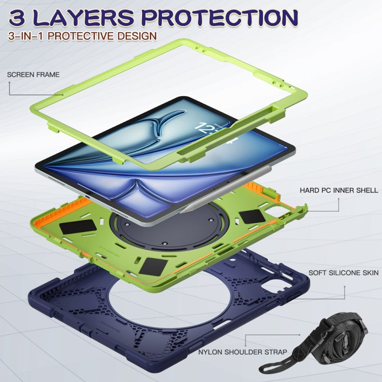 Silicone Hybrid PC Tablet Case with Holder & Shoulder Strap, For iPad Air 13 2024 / Air 13 2025, For iPad Pro 13 2024