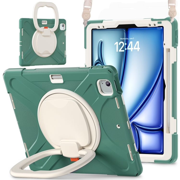 Silicone Hybrid PC Tablet Case with Holder & Shoulder Strap, For iPad Air 13 2024 / Air 13 2025, For iPad Pro 13 2024