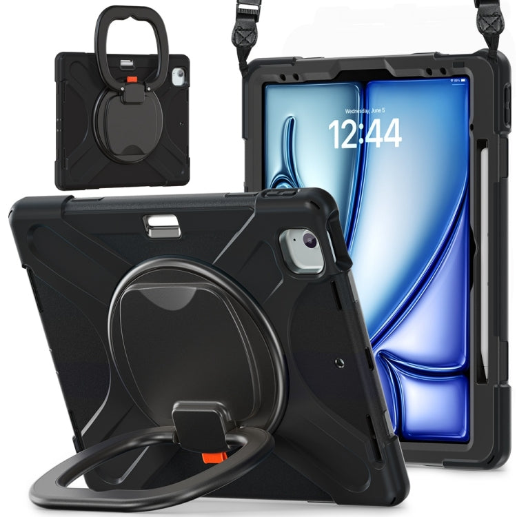 Silicone Hybrid PC Tablet Case with Holder & Shoulder Strap, For iPad Air 13 2024 / Air 13 2025, For iPad Pro 13 2024