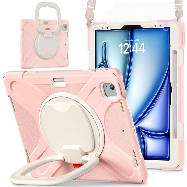 Silicone Hybrid PC Tablet Case with Holder & Shoulder Strap, For iPad Air 13 2024 / Air 13 2025, For iPad Pro 13 2024