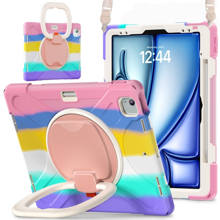 Silicone Hybrid PC Tablet Case with Holder & Shoulder Strap, For iPad Air 13 2024 / Air 13 2025, For iPad Pro 13 2024
