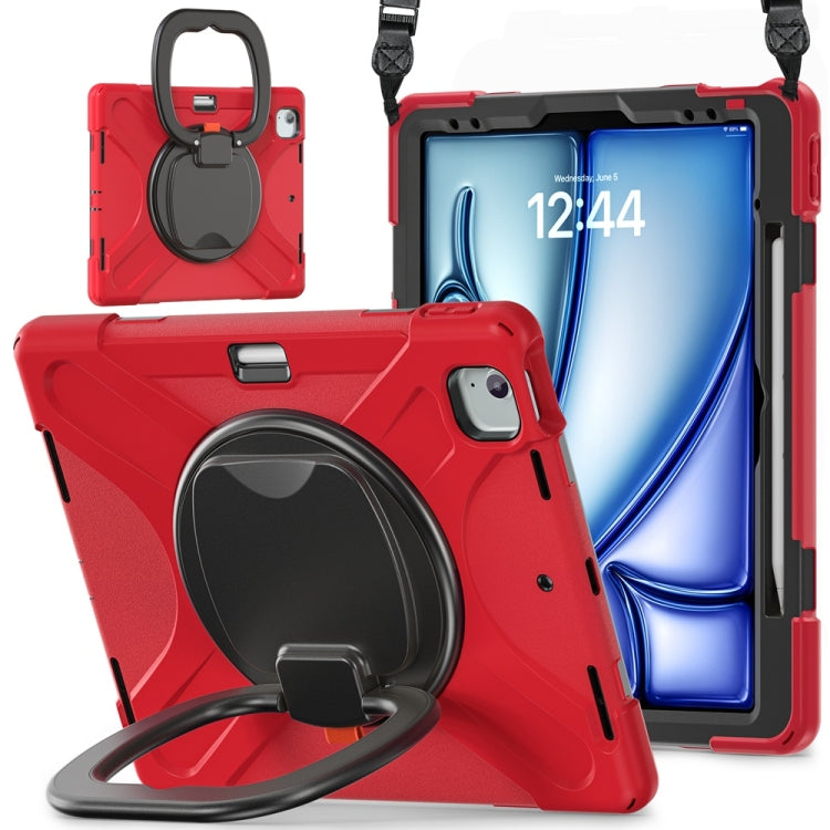 Silicone Hybrid PC Tablet Case with Holder & Shoulder Strap, For iPad Air 13 2024 / Air 13 2025, For iPad Pro 13 2024