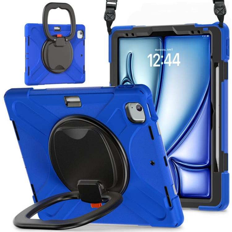 Silicone Hybrid PC Tablet Case with Holder & Shoulder Strap, For iPad Air 13 2024 / Air 13 2025, For iPad Pro 13 2024