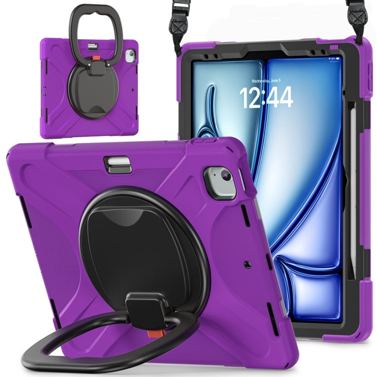 Silicone Hybrid PC Tablet Case with Holder & Shoulder Strap, For iPad Air 13 2024 / Air 13 2025, For iPad Pro 13 2024