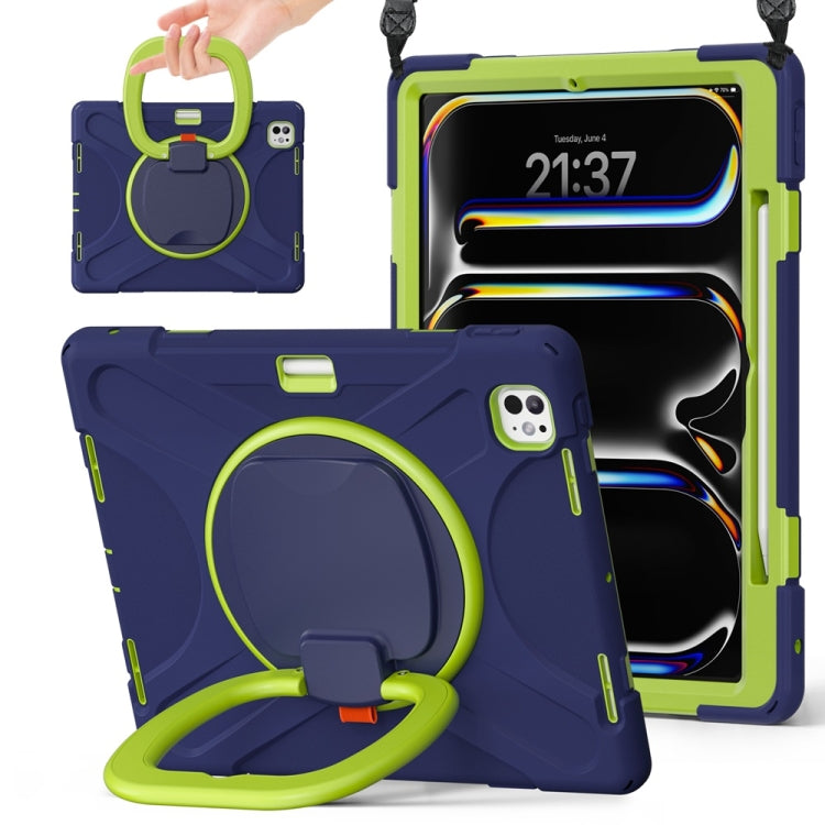 Silicone Hybrid PC Tablet Case with Holder & Shoulder Strap, For iPad Air 13 2024 / Air 13 2025, For iPad Pro 13 2024