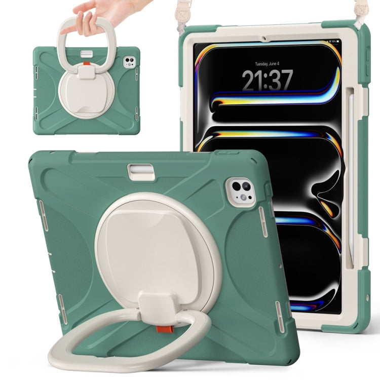 Silicone Hybrid PC Tablet Case with Holder & Shoulder Strap, For iPad Air 13 2024 / Air 13 2025, For iPad Pro 13 2024