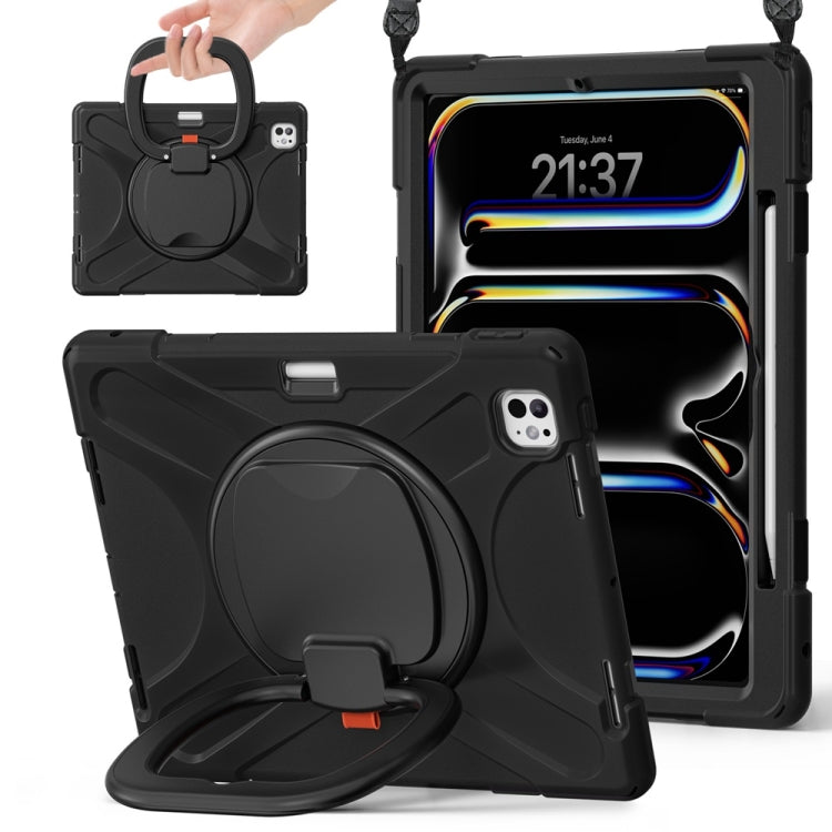 Silicone Hybrid PC Tablet Case with Holder & Shoulder Strap, For iPad Air 13 2024 / Air 13 2025, For iPad Pro 13 2024