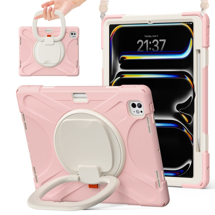 Silicone Hybrid PC Tablet Case with Holder & Shoulder Strap, For iPad Air 13 2024 / Air 13 2025, For iPad Pro 13 2024