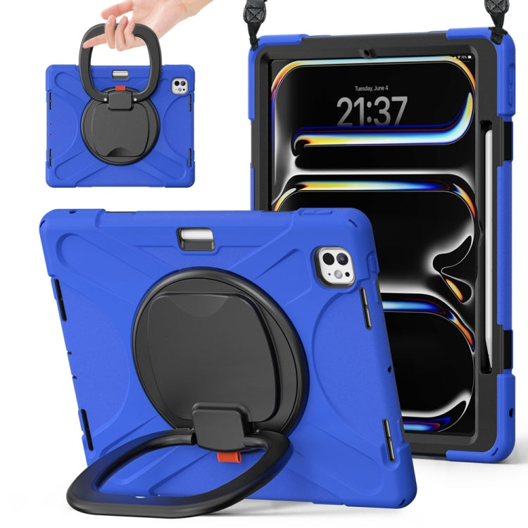 Silicone Hybrid PC Tablet Case with Holder & Shoulder Strap, For iPad Air 13 2024 / Air 13 2025, For iPad Pro 13 2024