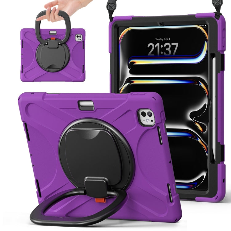 Silicone Hybrid PC Tablet Case with Holder & Shoulder Strap, For iPad Air 13 2024 / Air 13 2025, For iPad Pro 13 2024